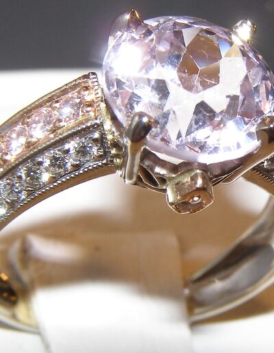 Color Symhony's Cerified Unheated Pastel Pink Sapphire, Pink Diamond & White Diamond Ring