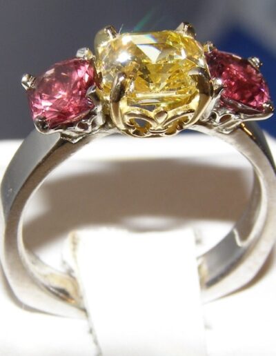 Color Symphony's Yellow Beryl and Red Spinel Ring