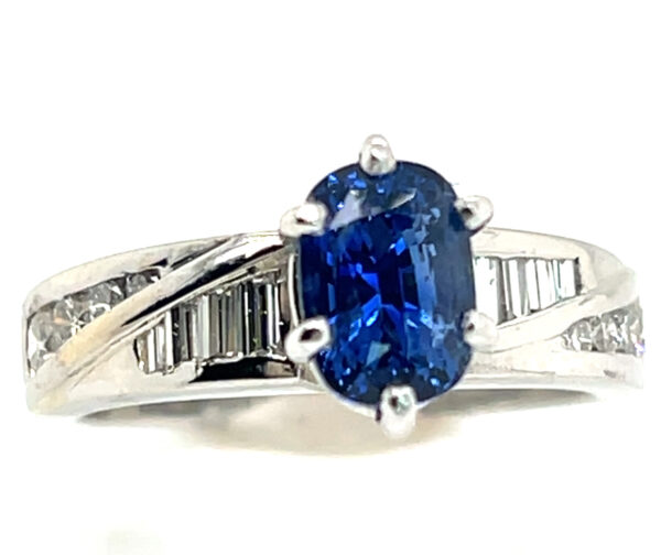 GGTL Certified Cushion Ceylon Blue Sapphire (H)* Diamond Platinum Ring 2.03 ctw - Image 4