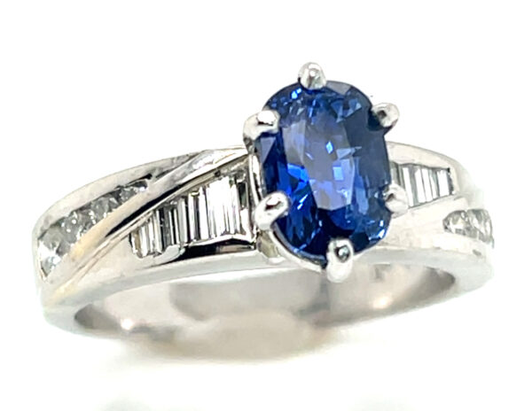 GGTL Certified Cushion Ceylon Blue Sapphire (H)* Diamond Platinum Ring 2.03 ctw - Image 5