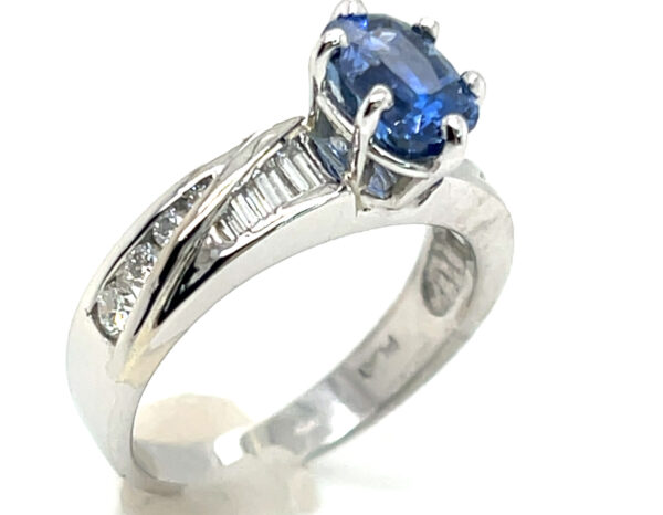 GGTL Certified Cushion Ceylon Blue Sapphire (H)* Diamond Platinum Ring 2.03 ctw - Image 6