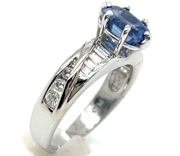 GGTL Certified Cushion Ceylon Blue Sapphire (H)* Diamond Platinum Ring 2.03 ctw - Image 7