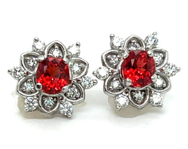 Rare Neon Red Spinel (N)* Diamond Platinum Earrings 1.62 ctw