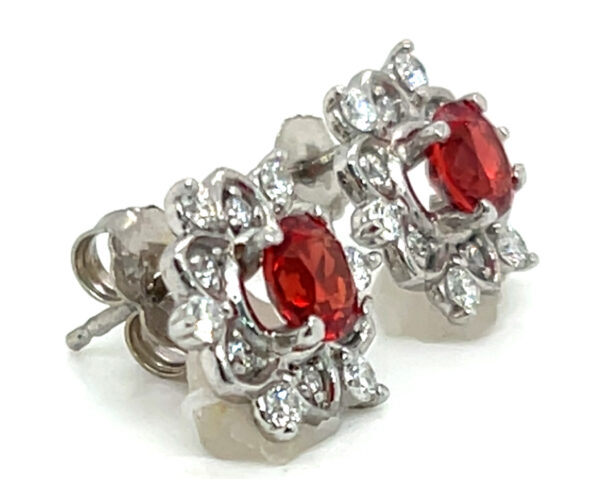 Rare Neon Red Spinel (N)* Diamond Platinum Earrings 1.62 ctw - Image 5