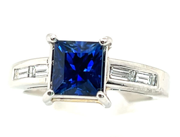 Rare Princess Cut Madagascan ULTRA BLUE AAA+ Sapphire (H)* Diamond Platinum Ring 2.50 ctw