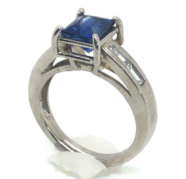 Rare Princess Cut Madagascan ULTRA BLUE AAA+ Sapphire (H)* Diamond Platinum Ring 2.50 ctw - Image 6