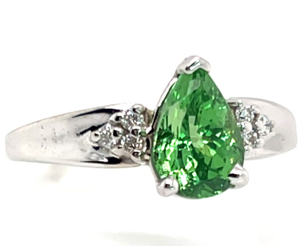 Gorgeous Pear Brilliant Cut Tsavorite (N)* Diamond Ring 14KWG 1.92 ctw - Image 4