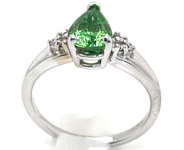 Gorgeous Pear Brilliant Cut Tsavorite (N)* Diamond Ring 14KWG 1.92 ctw - Image 5