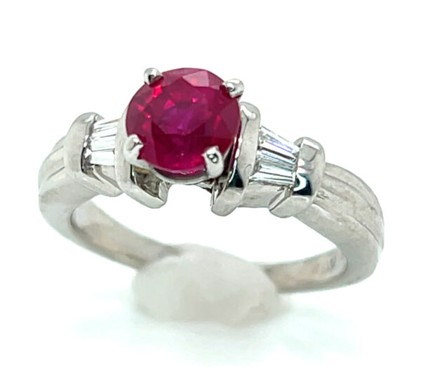 AGL Certified Red Ruby (H)* Diamond Platinum Ring 1.60 ctw - Image 7