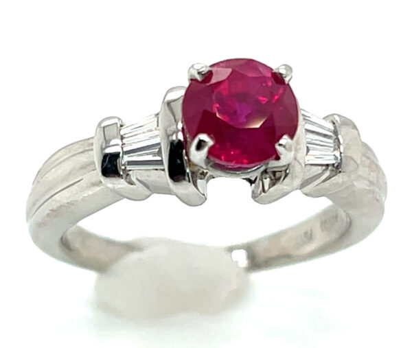 AGL Certified Red Ruby (H)* Diamond Platinum Ring 1.60 ctw - Image 3