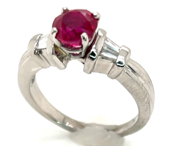 AGL Certified Red Ruby (H)* Diamond Platinum Ring 1.60 ctw - Image 4