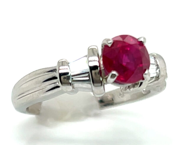 AGL Certified Red Ruby (H)* Diamond Platinum Ring 1.60 ctw - Image 5