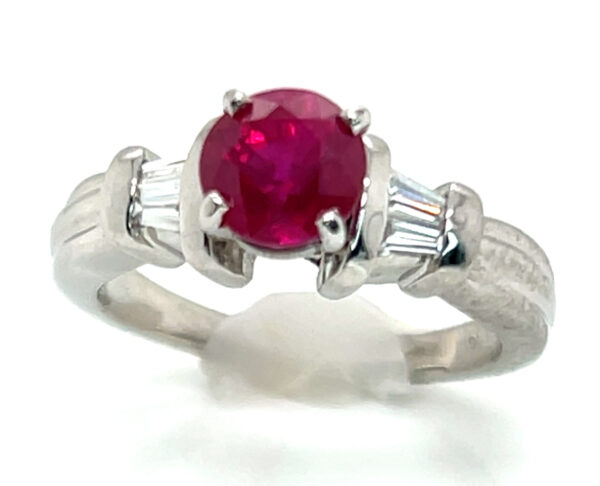 AGL Certified Red Ruby (H)* Diamond Platinum Ring 1.60 ctw - Image 6