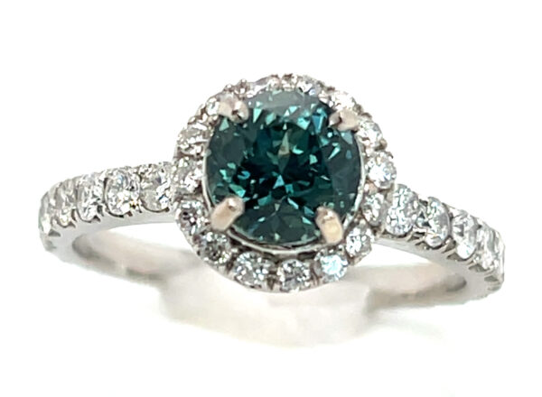 Certified Jeff White Faceted Teal Montana Sapphire (N)* Diamond Halo Ring 14KWG 2.63 ctw - Image 8