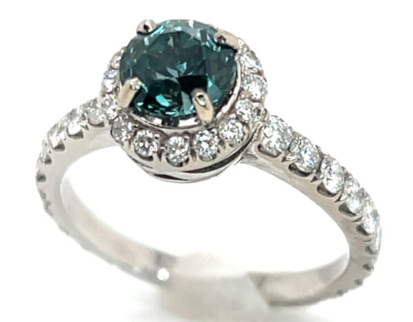 Certified Jeff White Faceted Teal Montana Sapphire (N)* Diamond Halo Ring 14KWG 2.63 ctw - Image 5