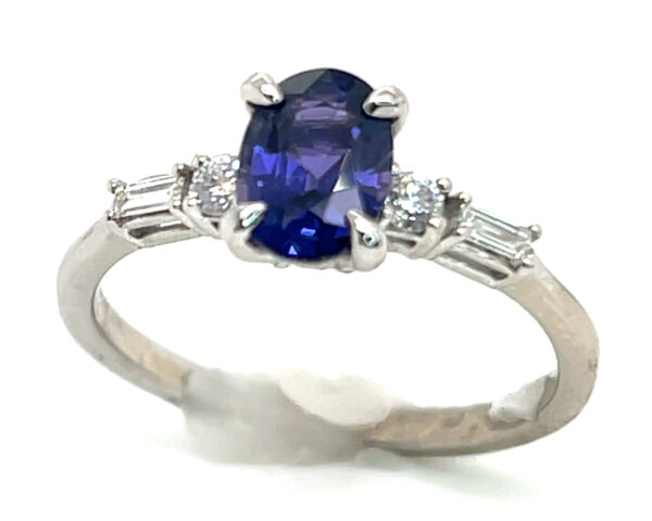 Beautiful Blue/Purple Sapphire (H)* Diamond ring 14KWG 1.25 ctw - Image 2