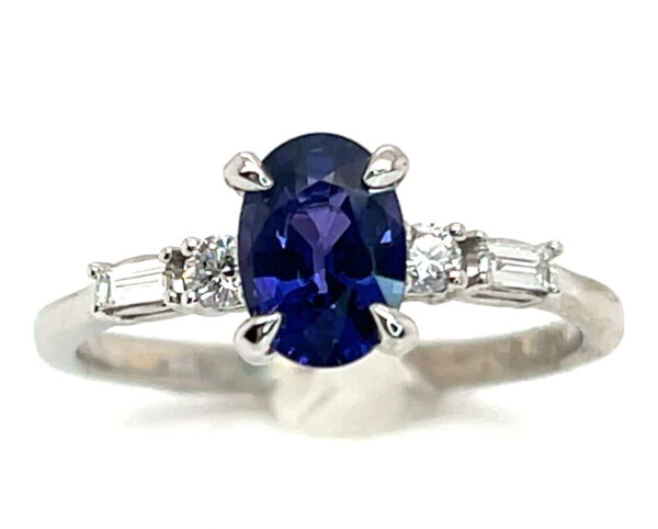 Beautiful Blue/Purple Sapphire (H)* Diamond ring 14KWG 1.25 ctw - Image 3