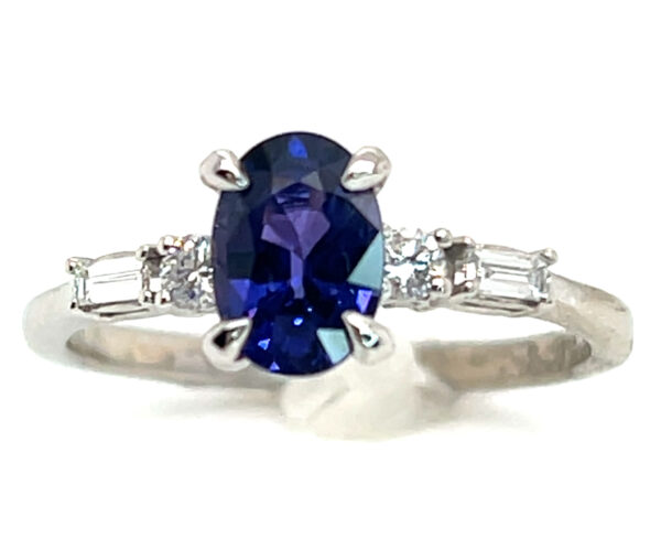 Beautiful Blue/Purple Sapphire (H)* Diamond ring 14KWG 1.25 ctw - Image 5