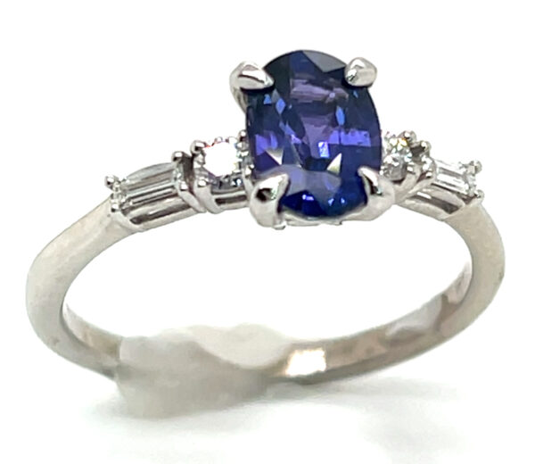 Beautiful Blue/Purple Sapphire (H)* Diamond ring 14KWG 1.25 ctw - Image 6