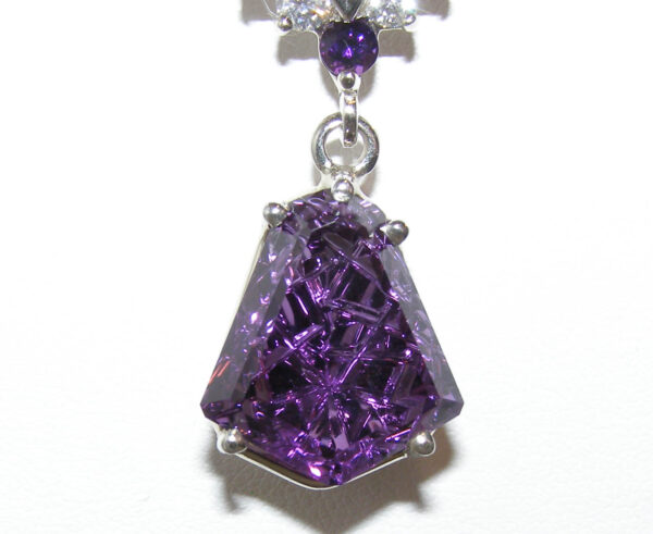 Award Winning Gem Artist John Dyer Carved/Faceted Amethyst (H)* Diamond Necklace 14KWG 13.25 ctw - Image 5