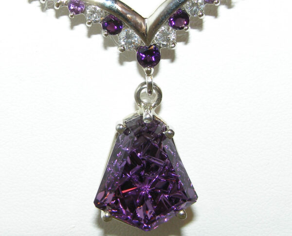 Award Winning Gem Artist John Dyer Carved/Faceted Amethyst (H)* Diamond Necklace 14KWG 13.25 ctw - Image 6