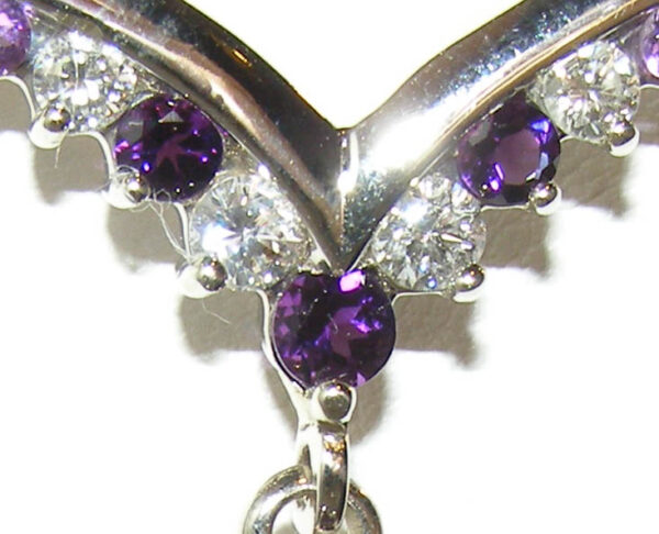 Award Winning Gem Artist John Dyer Carved/Faceted Amethyst (H)* Diamond Necklace 14KWG 13.25 ctw - Image 7