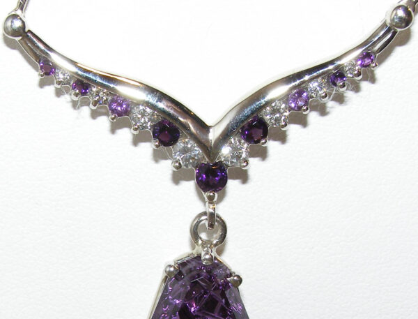 Award Winning Gem Artist John Dyer Carved/Faceted Amethyst (H)* Diamond Necklace 14KWG 13.25 ctw - Image 9