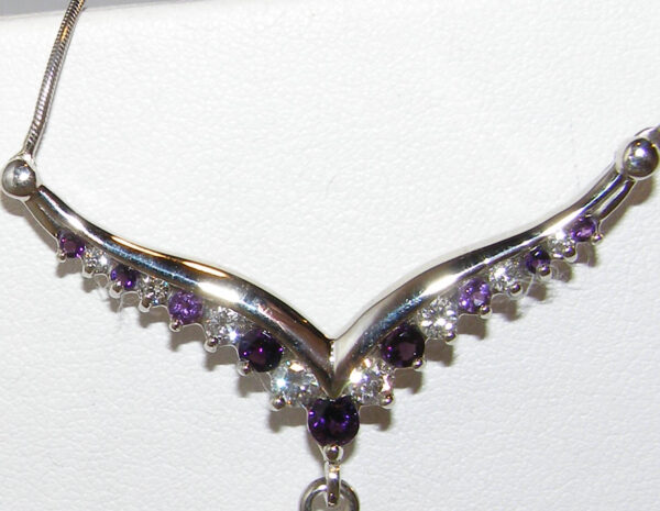 Award Winning Gem Artist John Dyer Carved/Faceted Amethyst (H)* Diamond Necklace 14KWG 13.25 ctw - Image 10