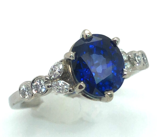 Ceylon Sapphire (H)* Diamond Ring 14KWG 3.40 ctw - Image 9