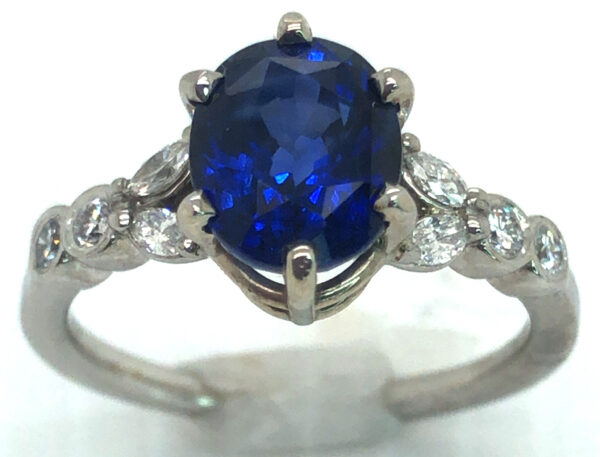 Ceylon Sapphire (H)* Diamond Ring 14KWG 3.40 ctw - Image 5