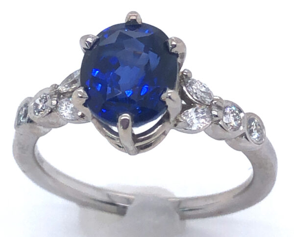 Ceylon Sapphire (H)* Diamond Ring 14KWG 3.40 ctw - Image 6