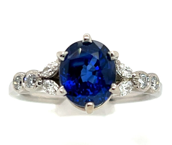 Ceylon Sapphire (H)* Diamond Ring 14KWG 3.40 ctw - Image 3