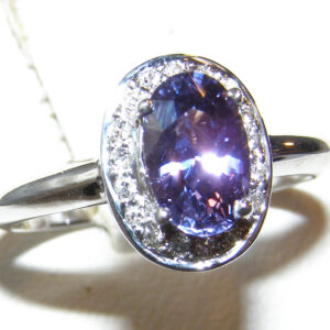 Top Color Purple Sapphire (N)* Diamond Halo Ring 14KWG 1.69 ctw