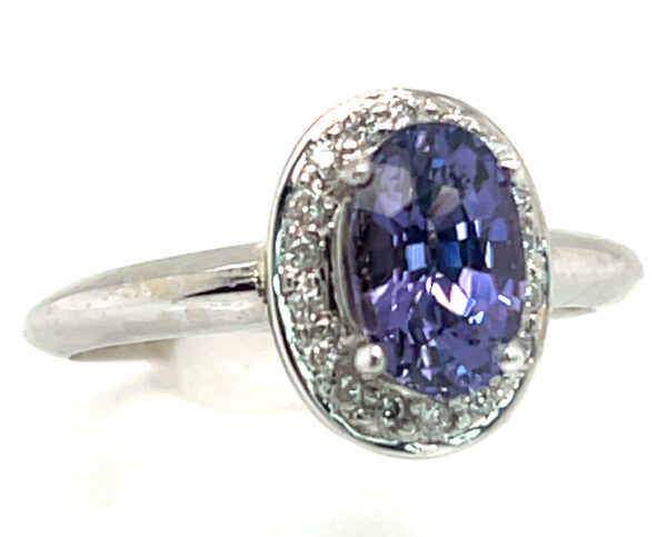 Top Color Purple Sapphire (N)* Diamond Halo Ring 14KWG 1.69 ctw - Image 2