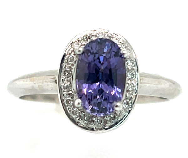 Top Color Purple Sapphire (N)* Diamond Halo Ring 14KWG 1.69 ctw - Image 3