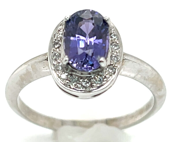 Top Color Purple Sapphire (N)* Diamond Halo Ring 14KWG 1.69 ctw - Image 4