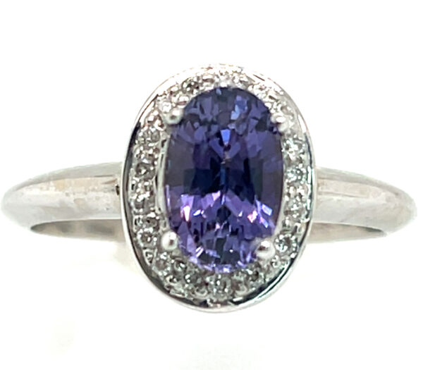 Top Color Purple Sapphire (N)* Diamond Halo Ring 14KWG 1.69 ctw - Image 5