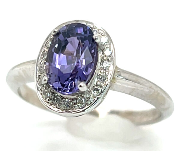 Top Color Purple Sapphire (N)* Diamond Halo Ring 14KWG 1.69 ctw - Image 6