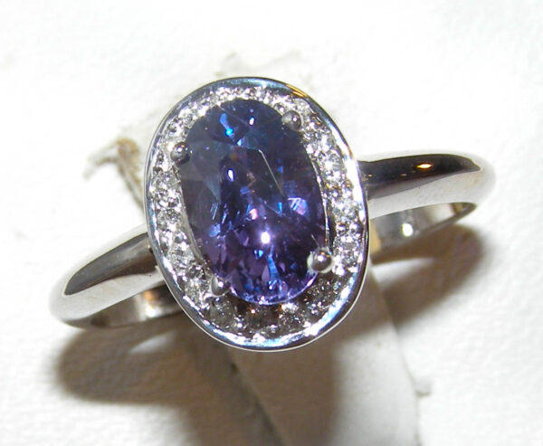 Top Color Purple Sapphire (N)* Diamond Halo Ring 14KWG 1.69 ctw - Image 8