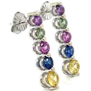 Drop Multi-color Fancy Sapphire (H)* Earrings 14KWG 2.00 ctw