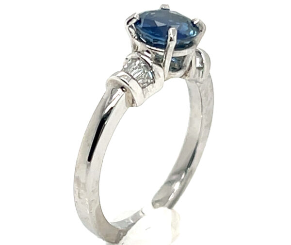 Bright Blue Kanchanaburi Sapphire (H)* Diamond Platinum Ring 1.55 ctw - Image 5