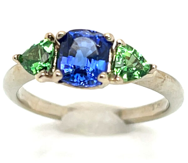 Cushion AAA+ Tanzanite & Tsavorite Ring 14KWG/YG 1.88 ctw - Image 6