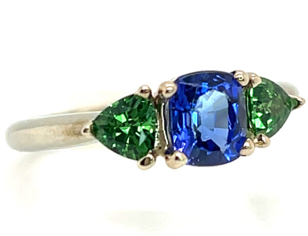 Cushion AAA+ Tanzanite & Tsavorite Ring 14KWG/YG 1.88 ctw - Image 3