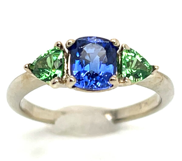 Cushion AAA+ Tanzanite & Tsavorite Ring 14KWG/YG 1.88 ctw - Image 5