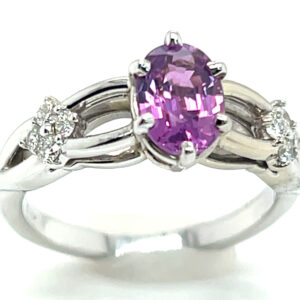 Ceylon Pink Sapphire (H)* Diamond Ring 14KWG 1.77 ctw