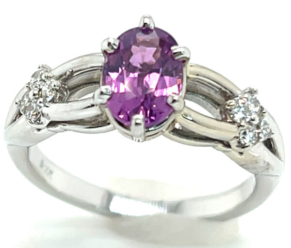 Ceylon Pink Sapphire (H)* Diamond Ring 14KWG 1.77 ctw - Image 4