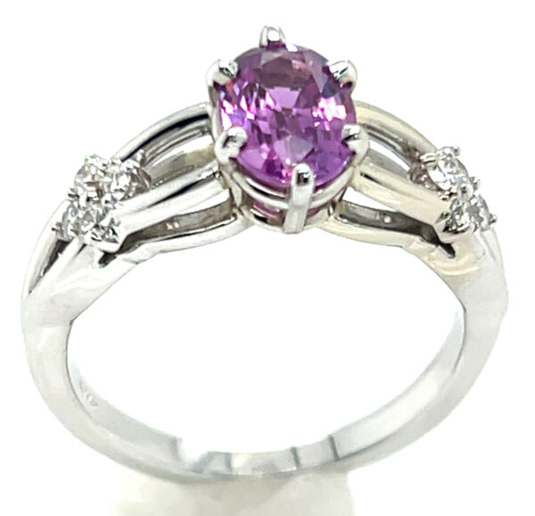 Ceylon Pink Sapphire (H)* Diamond Ring 14KWG 1.77 ctw - Image 6