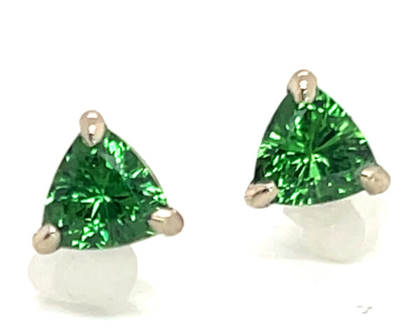 AAA+ Vivid Green Tsavorite (N)* Studs 14KWG 1.50 ctw