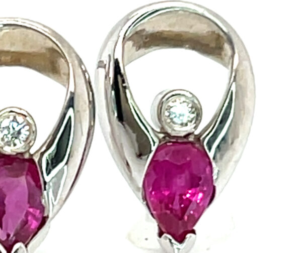 Pear Cut Ruby (H)* Diamond Earrings 18KWG 0.94 ctw - Image 3