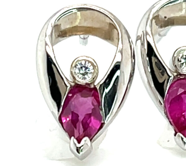 Pear Cut Ruby (H)* Diamond Earrings 18KWG 0.94 ctw - Image 4